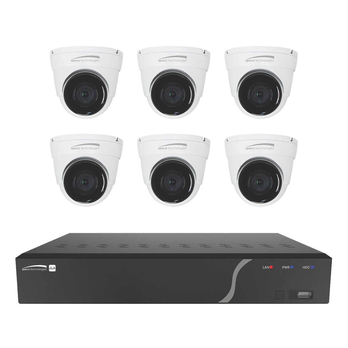 Speco ZIPK8T2 8-Channel H.265 NVR with 6 Outdoor IR 5MP IP Cameras, 2TB Kit