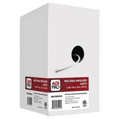 ADI Pro RN-7002101 RG6 CCS Dual-Shielded CATV Cable, 1000-Feet Pull Box, White