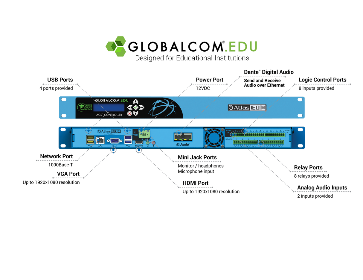 AtlasIED IP116-D-EDU-CS Announcement Control System with 16 Dante Simultaneous Audio Streams