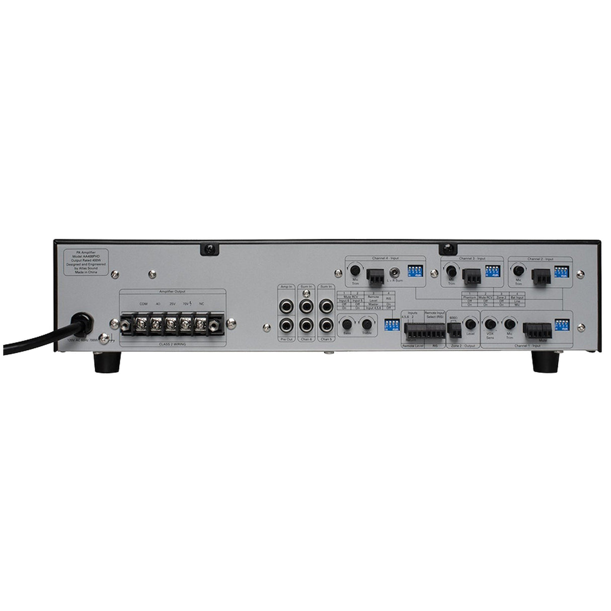 AtlasIED AA400PHD 400W 6‑Input Mixer Amplifier with Push‑Here Diagnostics