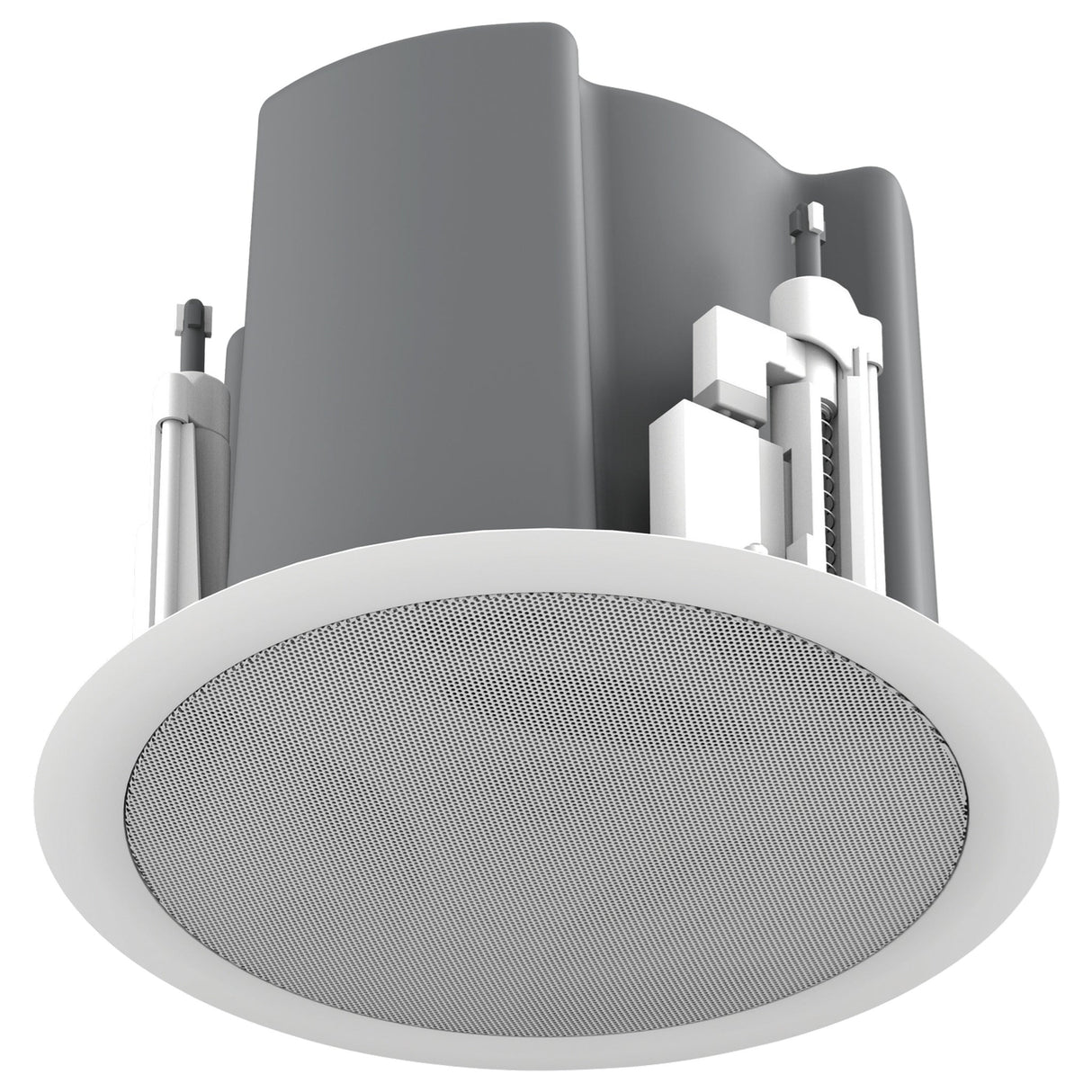 AtlasIED FAP43TUC-W 4.5-Inch Coaxial In-Ceiling Speaker with 32W 70V/100V Transformer, Ported Enclosure, and Safety First Mounting System, UL Certified, Pair