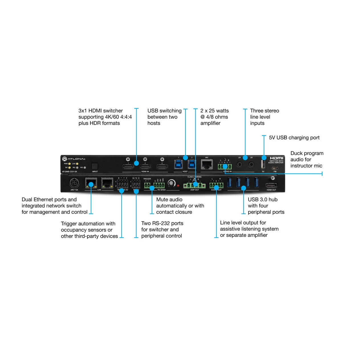 Atlona AT-OME-CS31-SA 3 x 1 HDMI Switcher