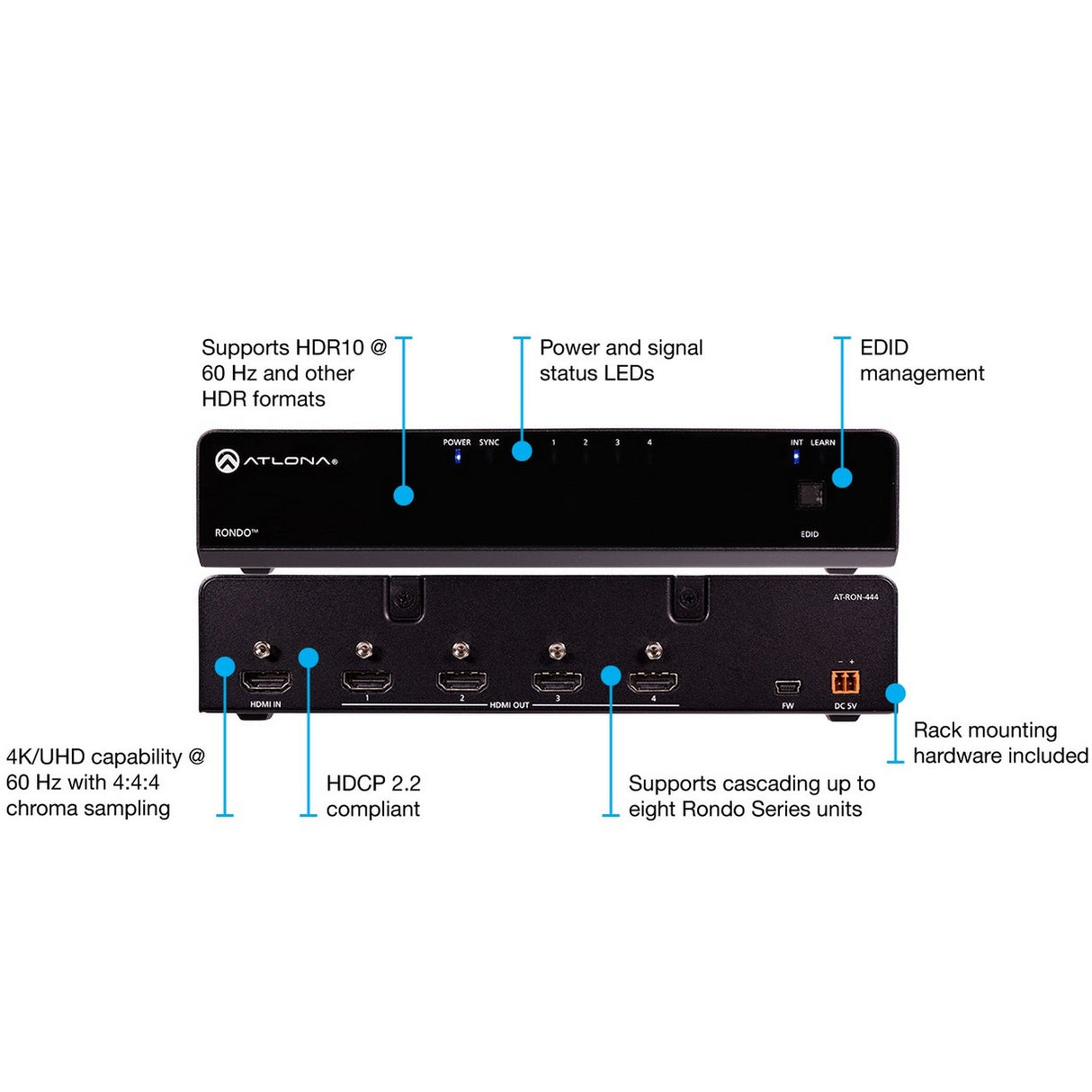 Atlona AT-RON-444 Four-Output HDMI Distribution Amplifier