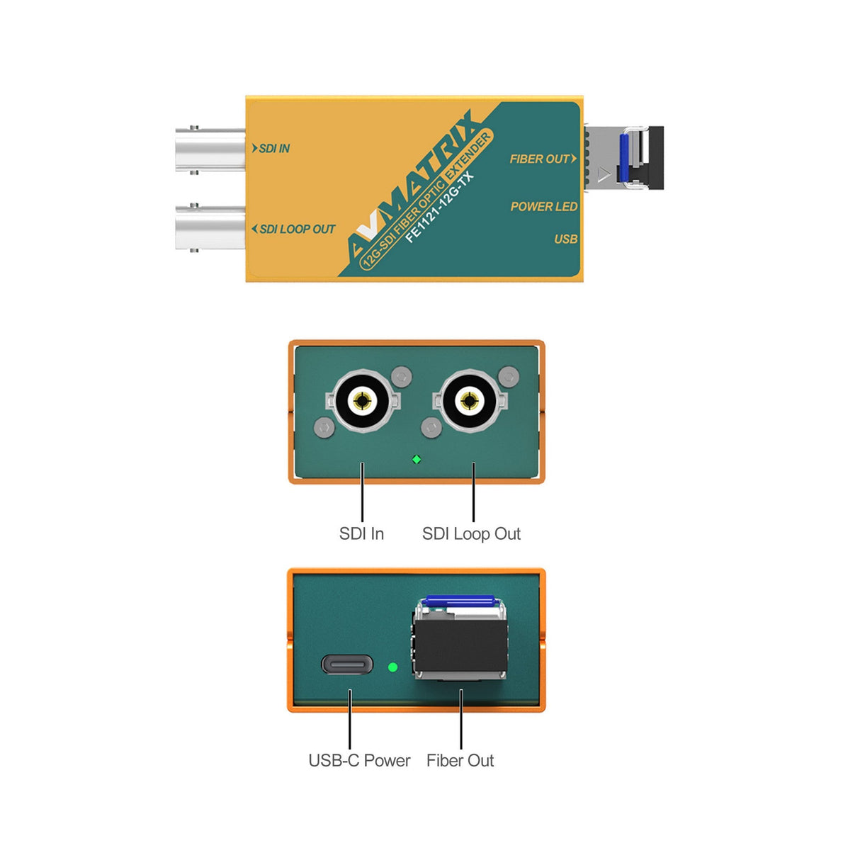 AVMATRIX FE1121-12G Fiber Optic Extender, 12G-SDI