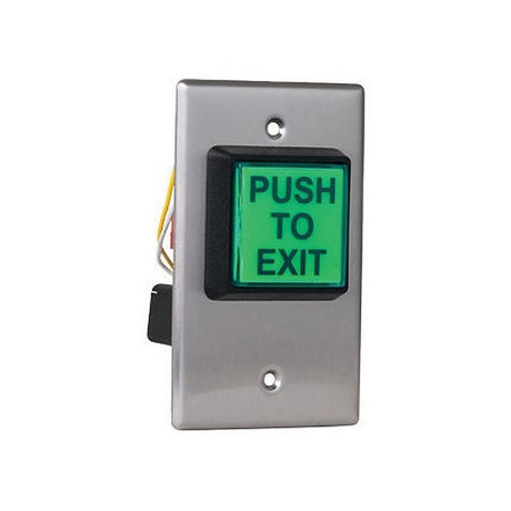 Camden CM-30EE 2-Inch Square LED Illuminated Push to Exit Button, Green