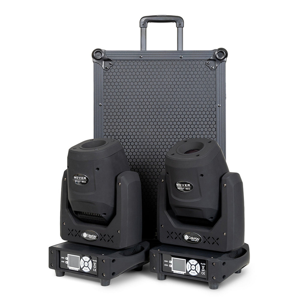 ColorKey Mover Spot 150 2-Pack Bundle with Flight Case Trolley