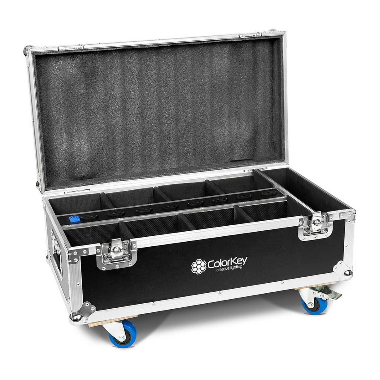 ColorKey 8-Piece Carrying Capacity Charging Flight Case with Casters for AirPar HEX 4