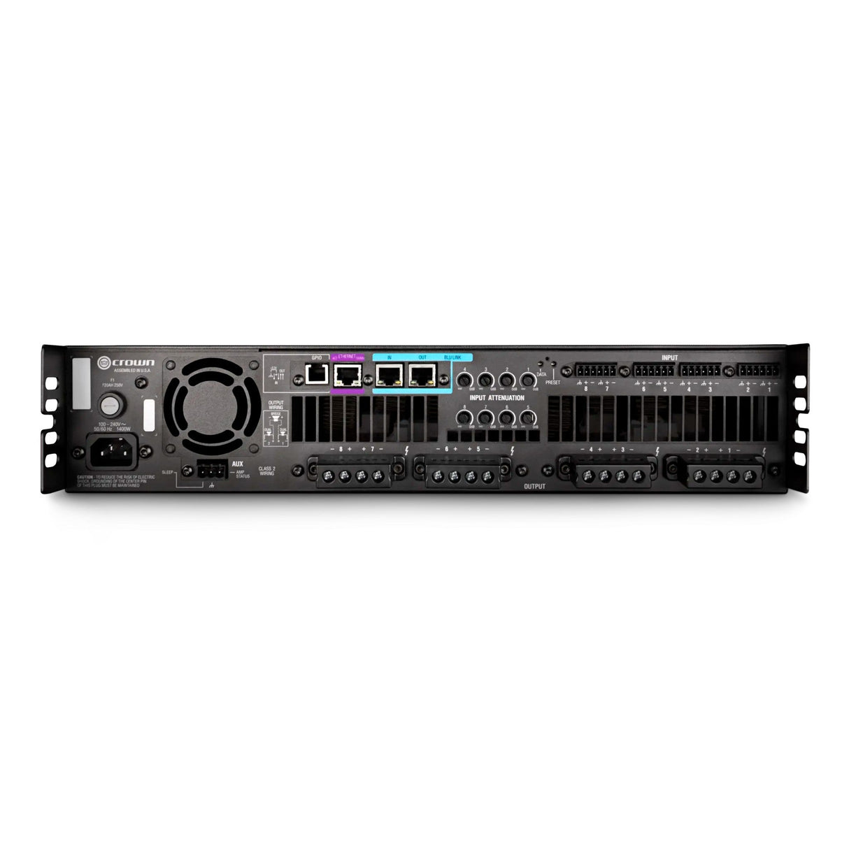 Crown DCi8x300N 300W 8-Channel Power Amplifier with BLU Link, 70V/100V