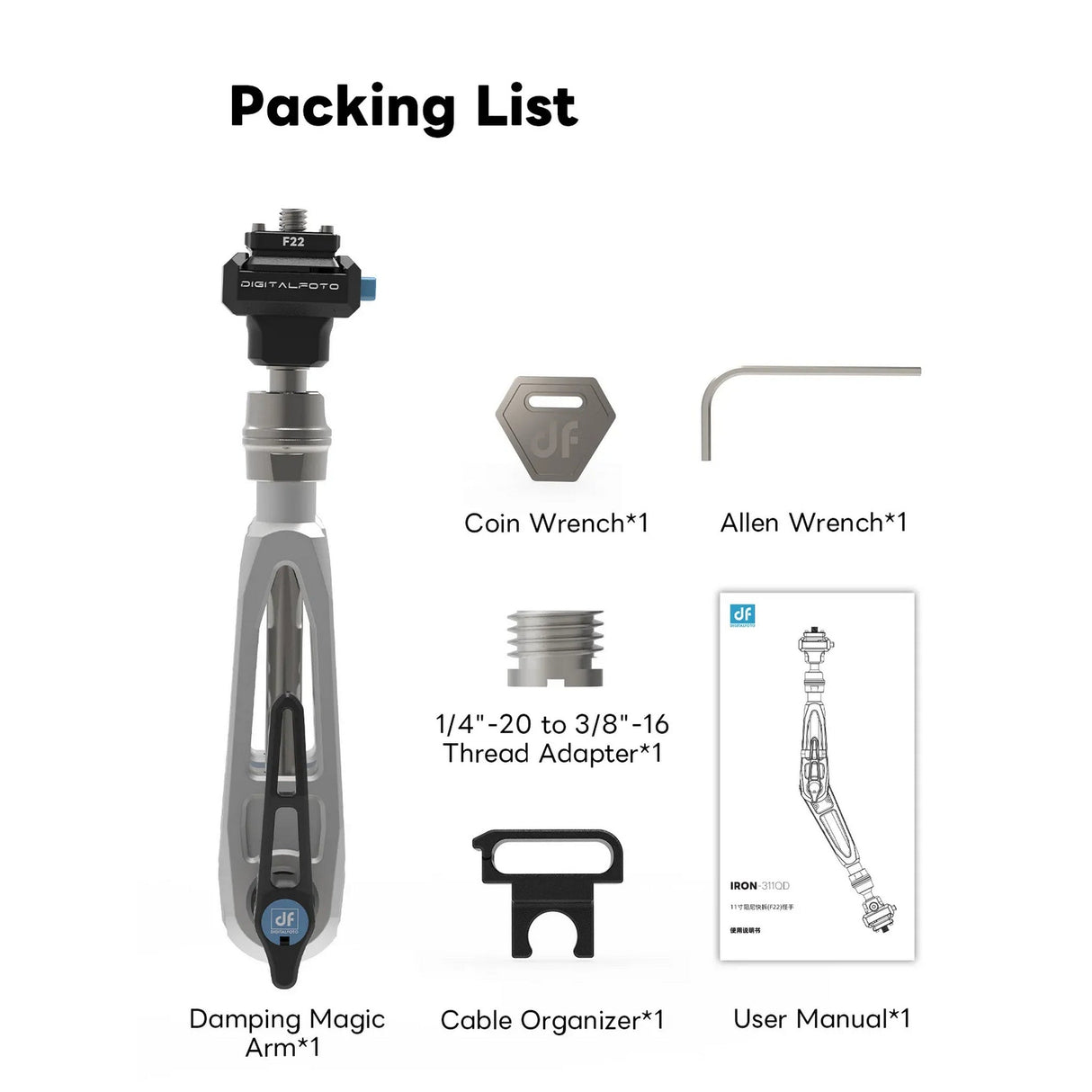 Digitalfoto IRON-311QD 11-Inch Damping Hover with F22 Quick Release Magic Arm