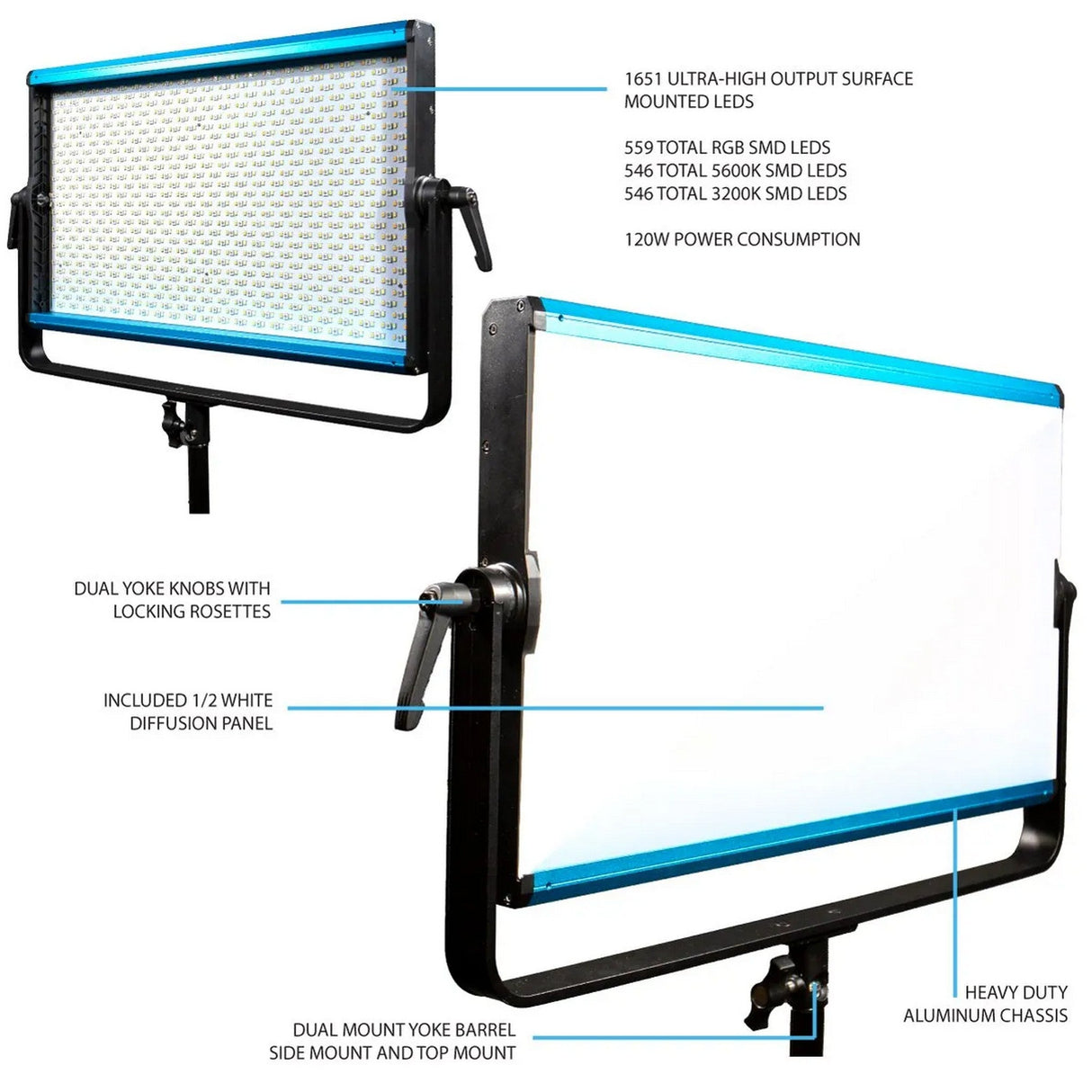 Dracast DRX2000RGB X Series LED2000 RGB and Bi-Color LED Video Light Panel, V-Mount