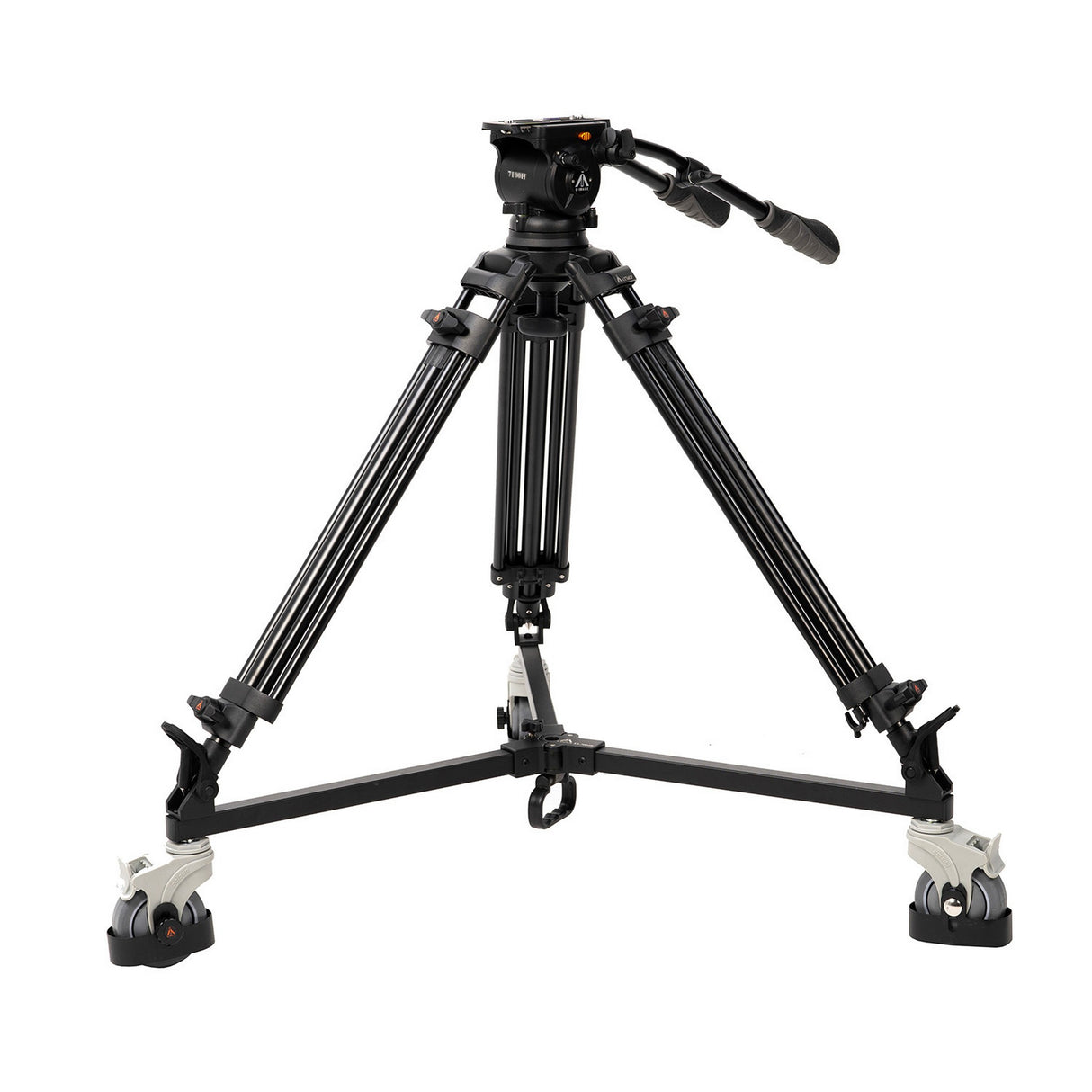 E-Image EI-7100-AAD 2-Stage Aluminum 100mm Fluid Head Tripod Kit with Dolly