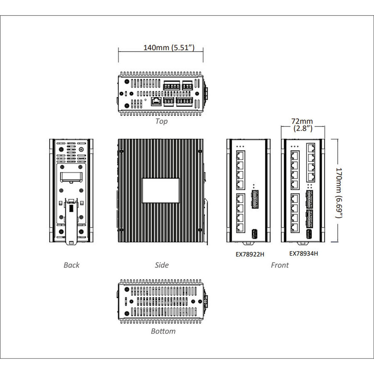 EtherWan EX789xxH-0VB Hardened Managed 12-Port Gigabit PoE and 4-Port 1G SFP Ethernet Switch