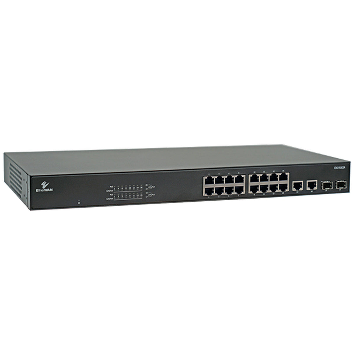 EtherWAN EX19162A Unmanaged 16-Port Gigabit PoE Ethernet Switch with 2-Port SFP and 2-Port RJ45