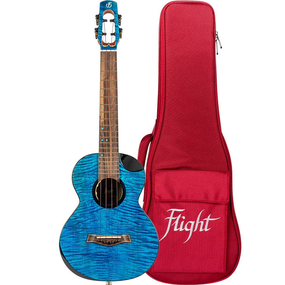 Flight Comet EQ-A Tenor Solid Flamed Maple Rosewood Ukulele, Blue