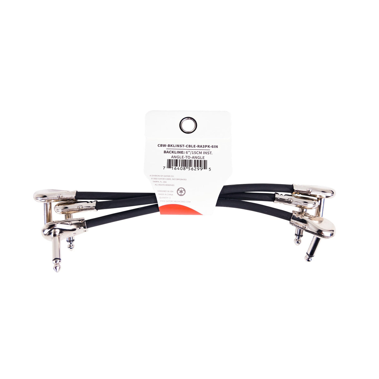 Gator Backline Series Straight to Right-Angled Patch Cables 3-Pack of 6-Inch