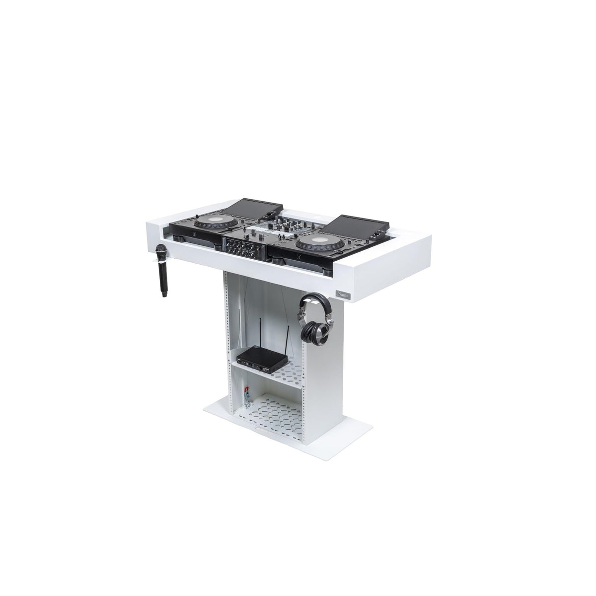 Headliner HL30001 Malibu Portable DJ Booth with Padded Bags, White