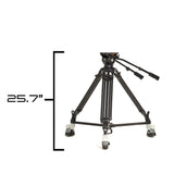 Ikan EG20A2D 2-Stage Aluminum 100mm Fluid Head Tripod and Dolly Kit with Counterbalance