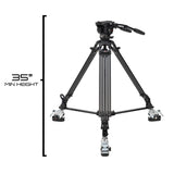 Ikan EG780A2D 2-Stage Aluminum Fluid Head Tripod Kit with Dolly and Adjustable Drag<
