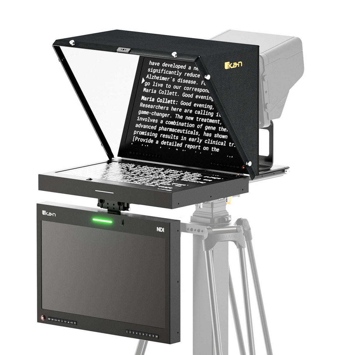 Ikan PT419W-NDI-TMN-TK Aura 19-Inch POE++ NDI Teleprompter Talent Monitor with Full Encoding/Decoding IP Tally Light