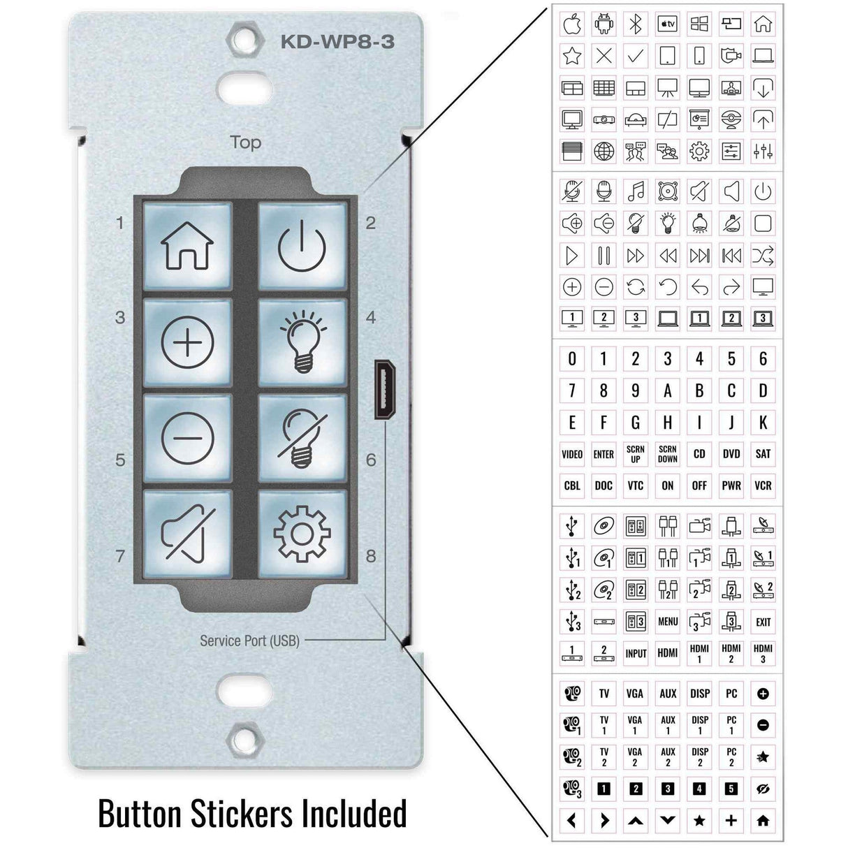 Key Digital KD-WP8-3 8-Button Programmable IP, RS-232, IR Control Keypad