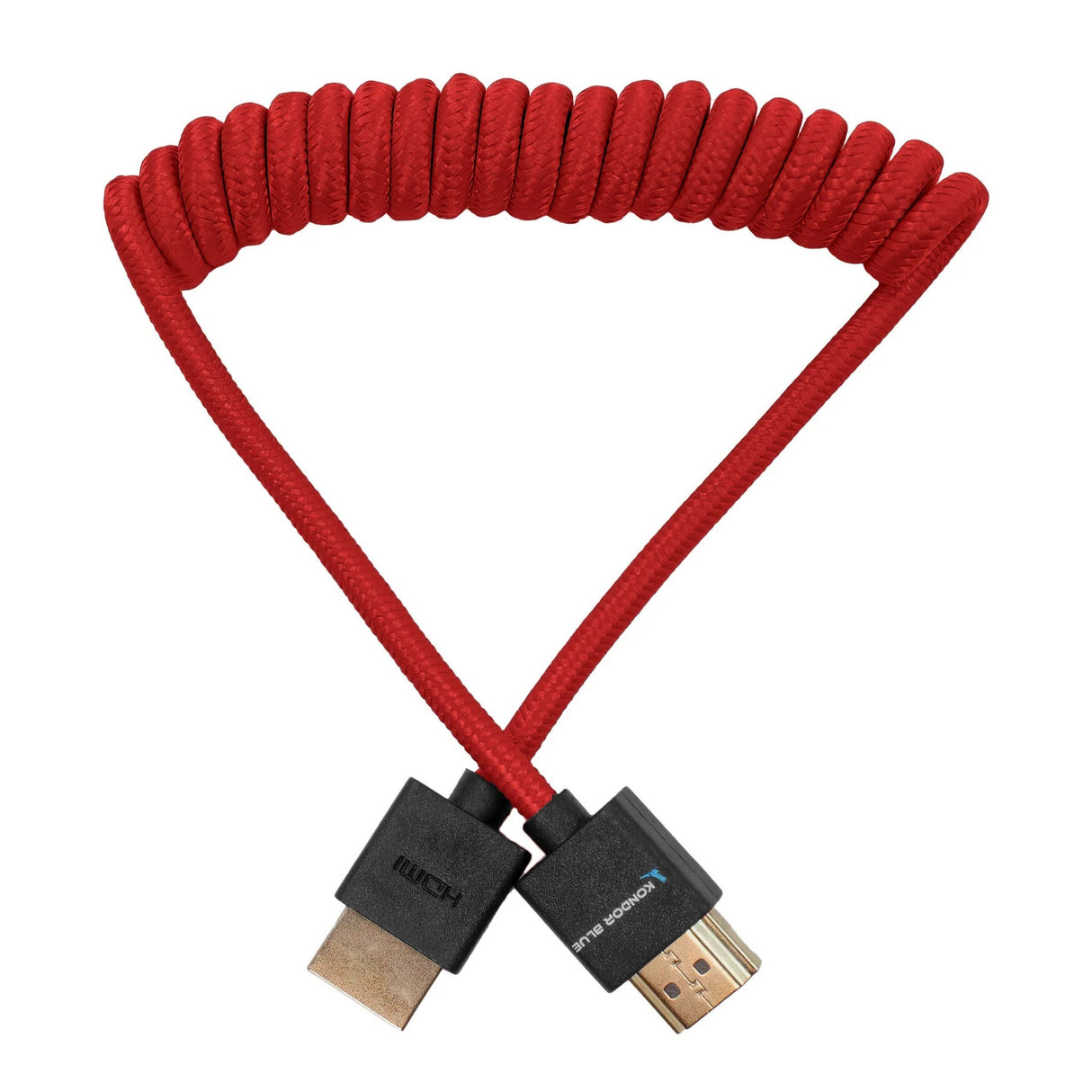 Kondor Blue Coiled Full HDMI Cable, 12-24-Inch, Cardinal Red