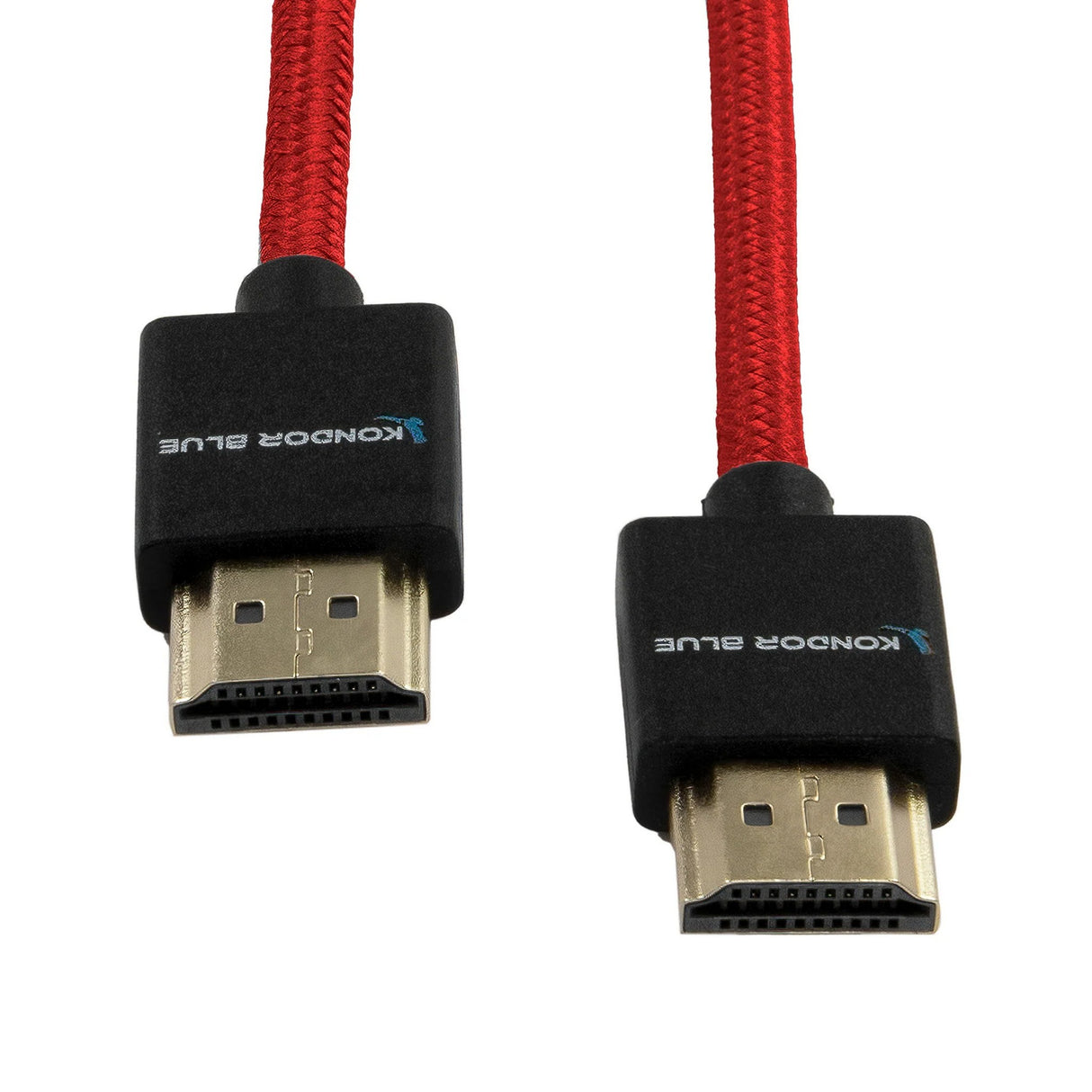 Kondor Blue HDMI to HDMI 16-Inch Thin Braided Cable for on Camera Monitors, Cardinal Red