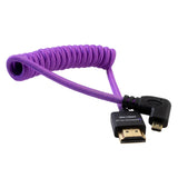 Kondor Blue Gerald Undone MK2 Full HDMI to Right Angle Micro HDMI Cable 12-24-Inch Coiled, Purple, Right Angle, R5/R6