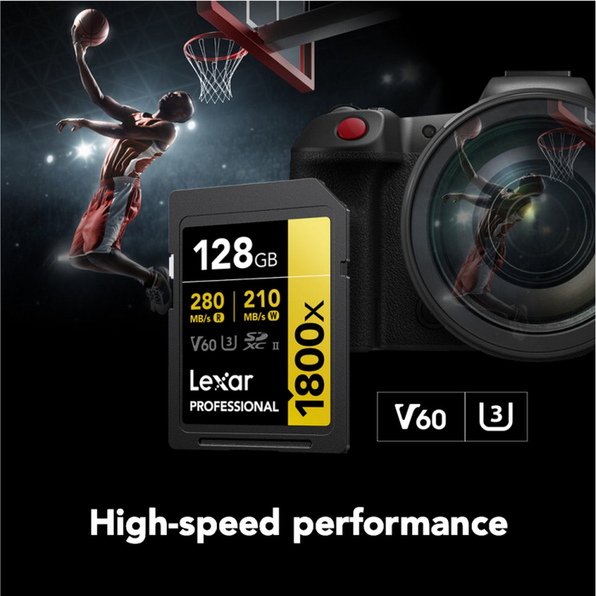 Lexar Professional Gold Series 1800x SDXC UHS-II Memory Card, 128GB