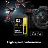 Lexar Professional Gold Series 1800x SDXC UHS-II Memory Card, 128GB