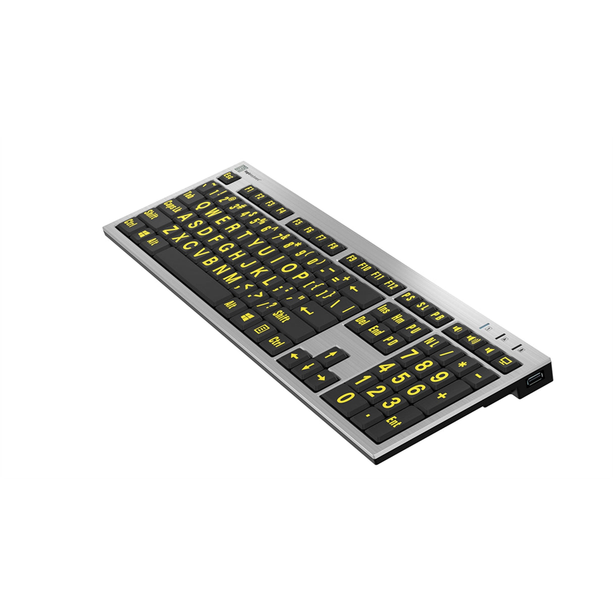 Logickeyboard Large Print Yellow on Black Slim Line PC Keyboard Accurate Typing Large Printed Keyboard