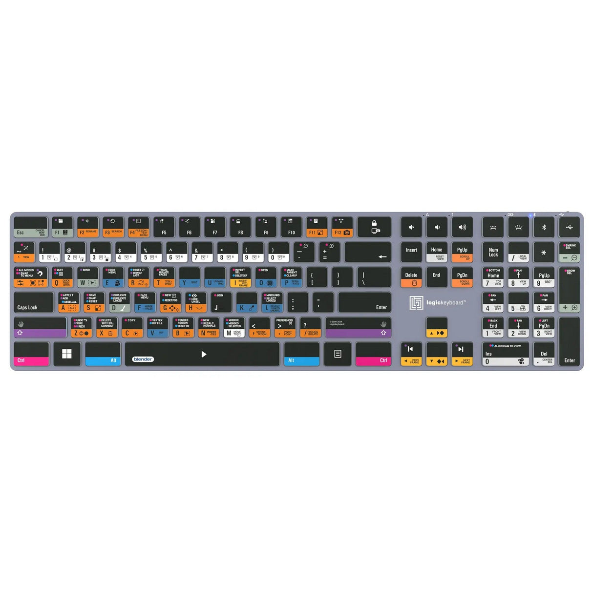 Logickeyboard TITAN Wireless Backlit Keyboard for Blender 3D, US Windows