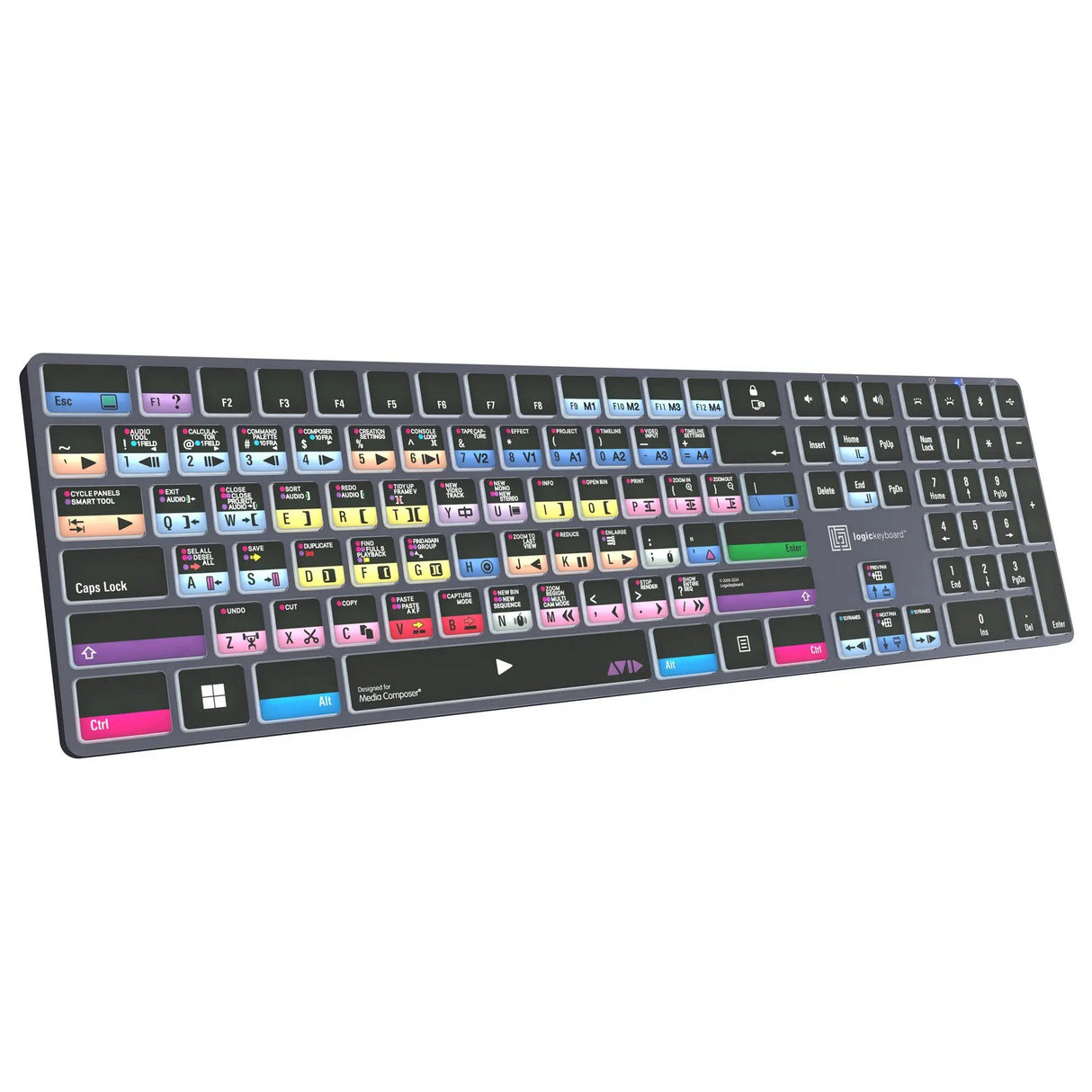 Logickeyboard TITAN Wireless Backlit Keyboard for Avid Media Composer Pro, US Windows