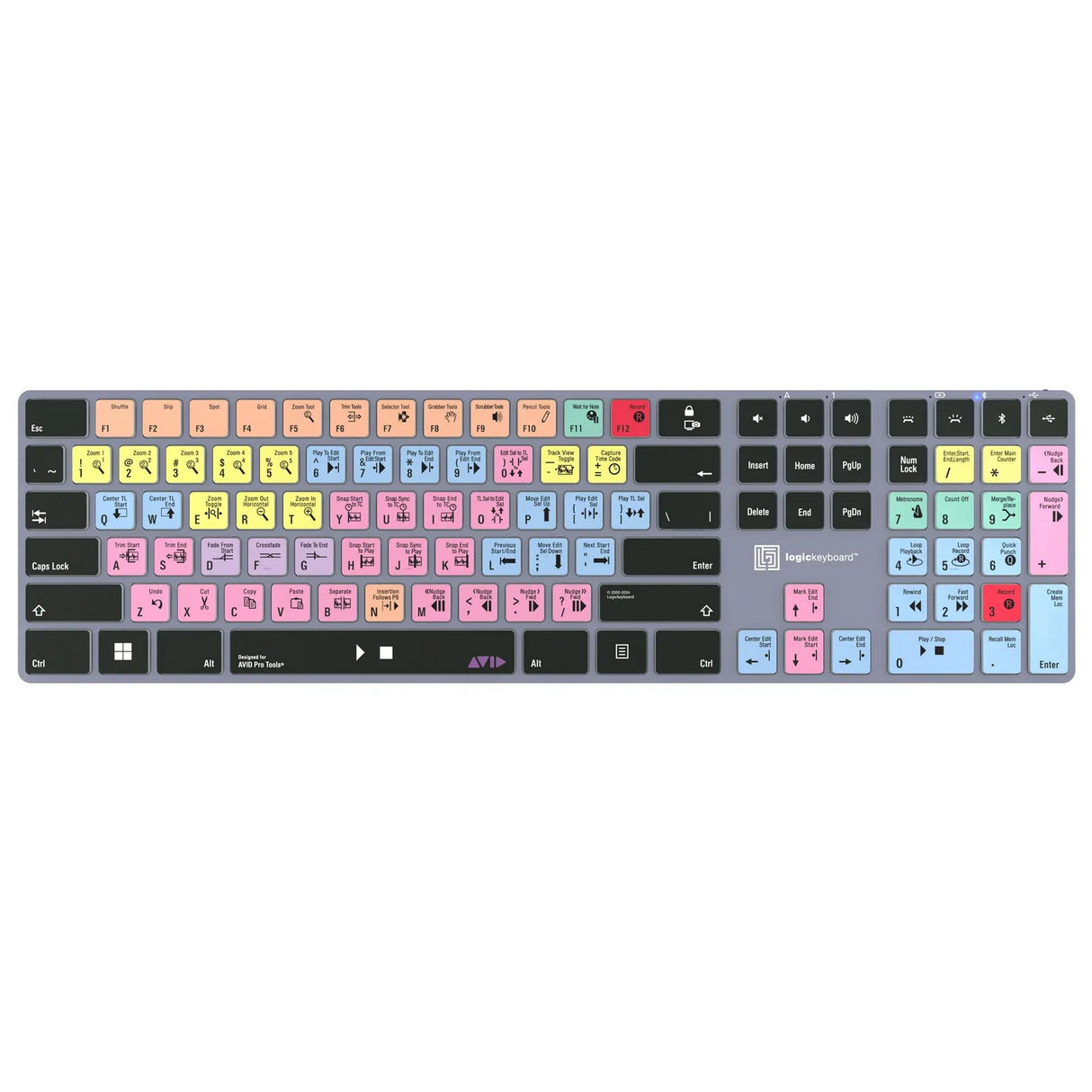 Logickeyboard TITAN Wireless Backlit Keyboard for Avid Pro Tools, US Windows