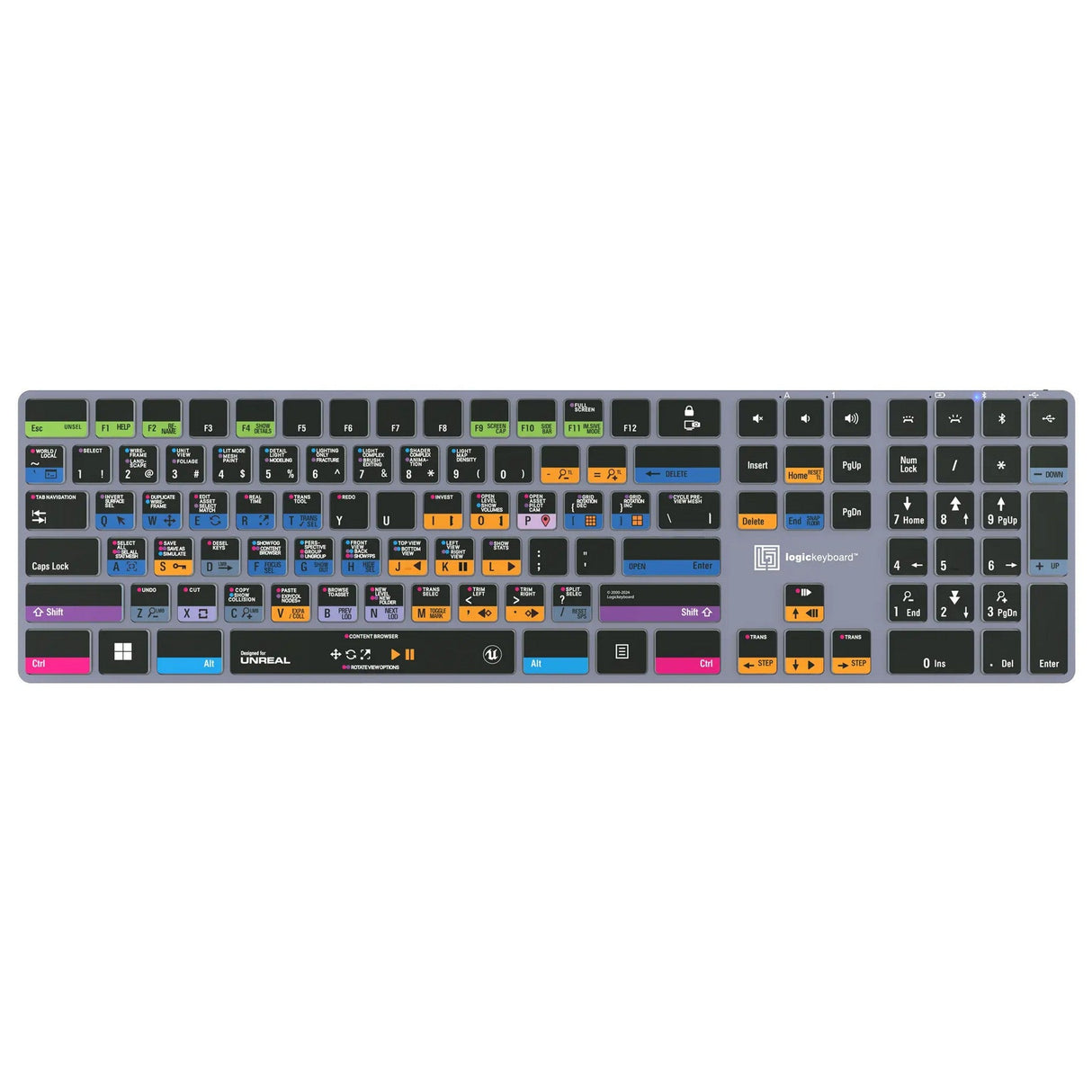 Logickeyboard TITAN Wireless Backlit Keyboard for Unreal Engine, US Windows