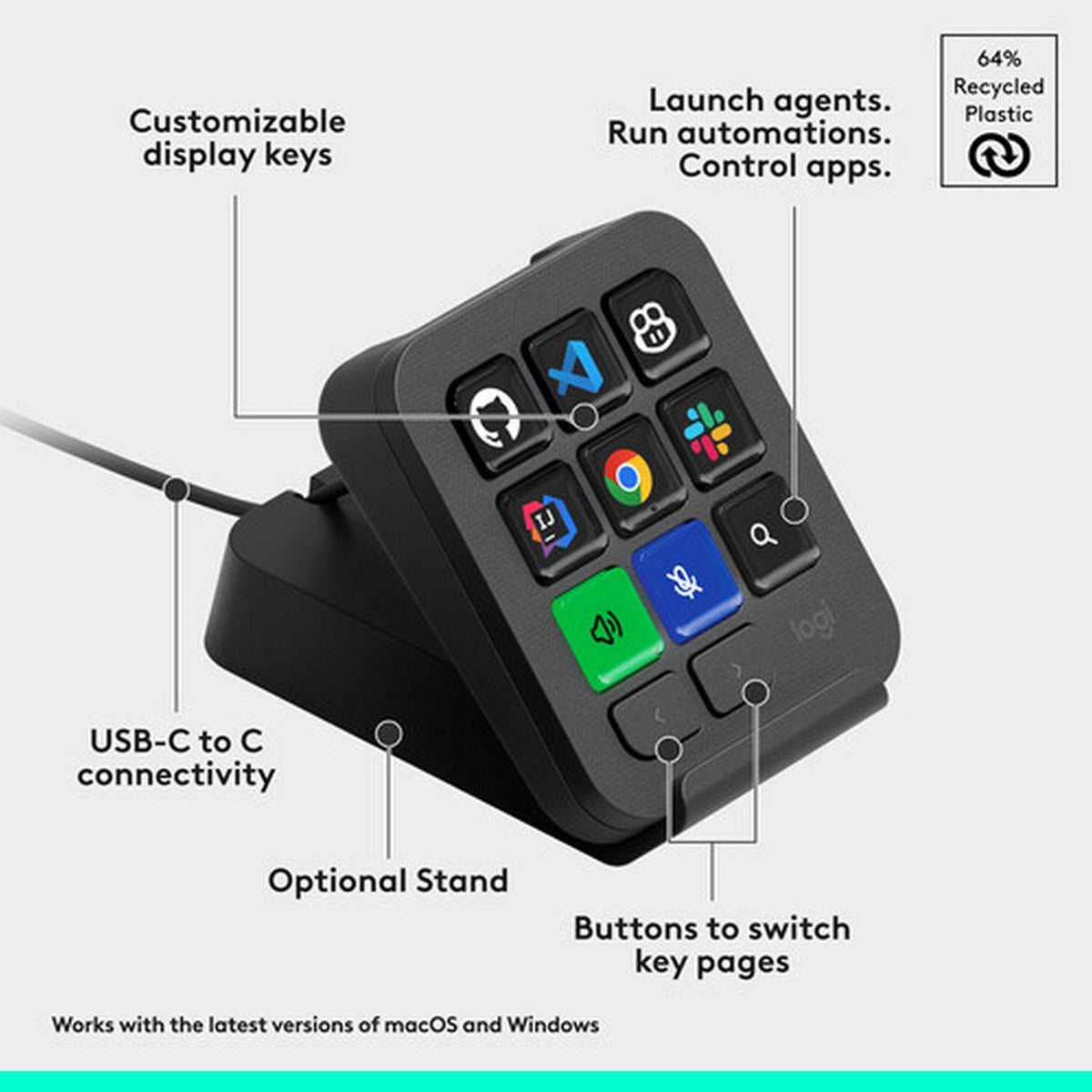 Logitech MX Keypad 9-Key USB-C Programmable Macro Pad