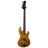 Luna Guitars Tatoo 34-Inch Long Scale Satin Natural Electric Bass Guitar, 4-String