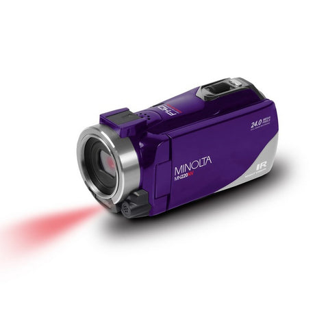 Minolta MN220NV 1080p HD 24 MP Night Vision Digital Camcorder with WiFi, Purple