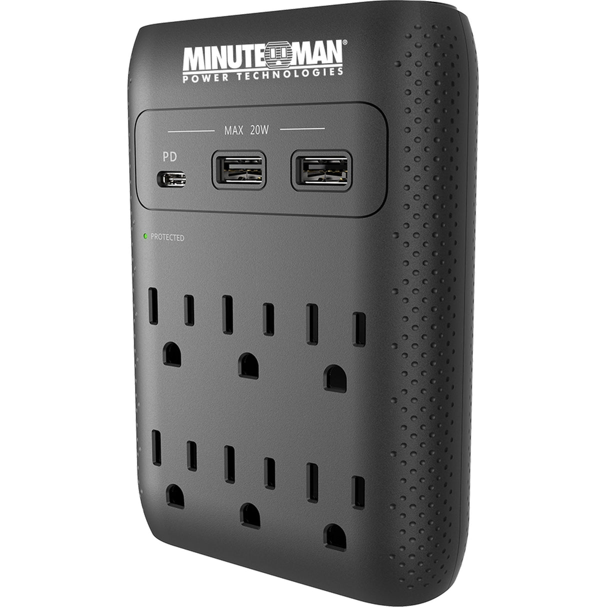 Minuteman MMS-WAL6U3 MMS 6-Outlet Wall Tap Surge Protector