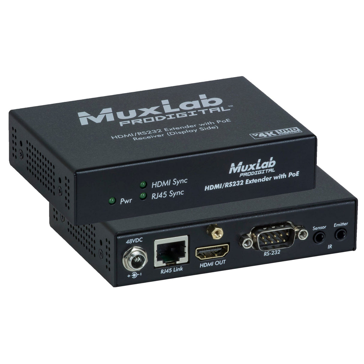 MuxLab 500454-PoE-RX HDMI/RS232 Receiver with PoE HDBT UHD-4K Video Extender