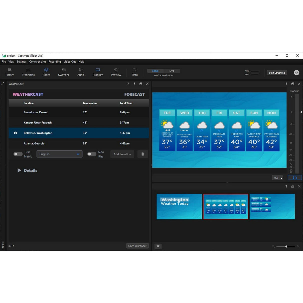 NewBlueFX Captivate WeatherCast Forecast Graphics Software, Download Only