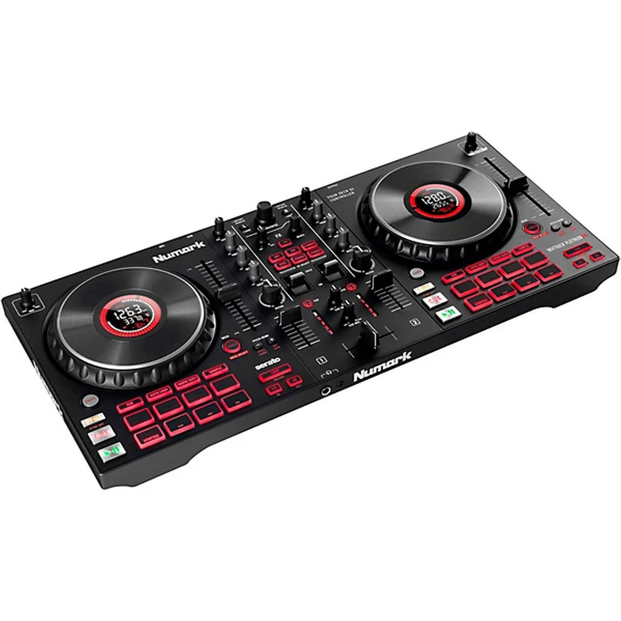 Numark Mixtrack Platinum FX 4‑Deck DJ Controller with Jog Wheel Displays