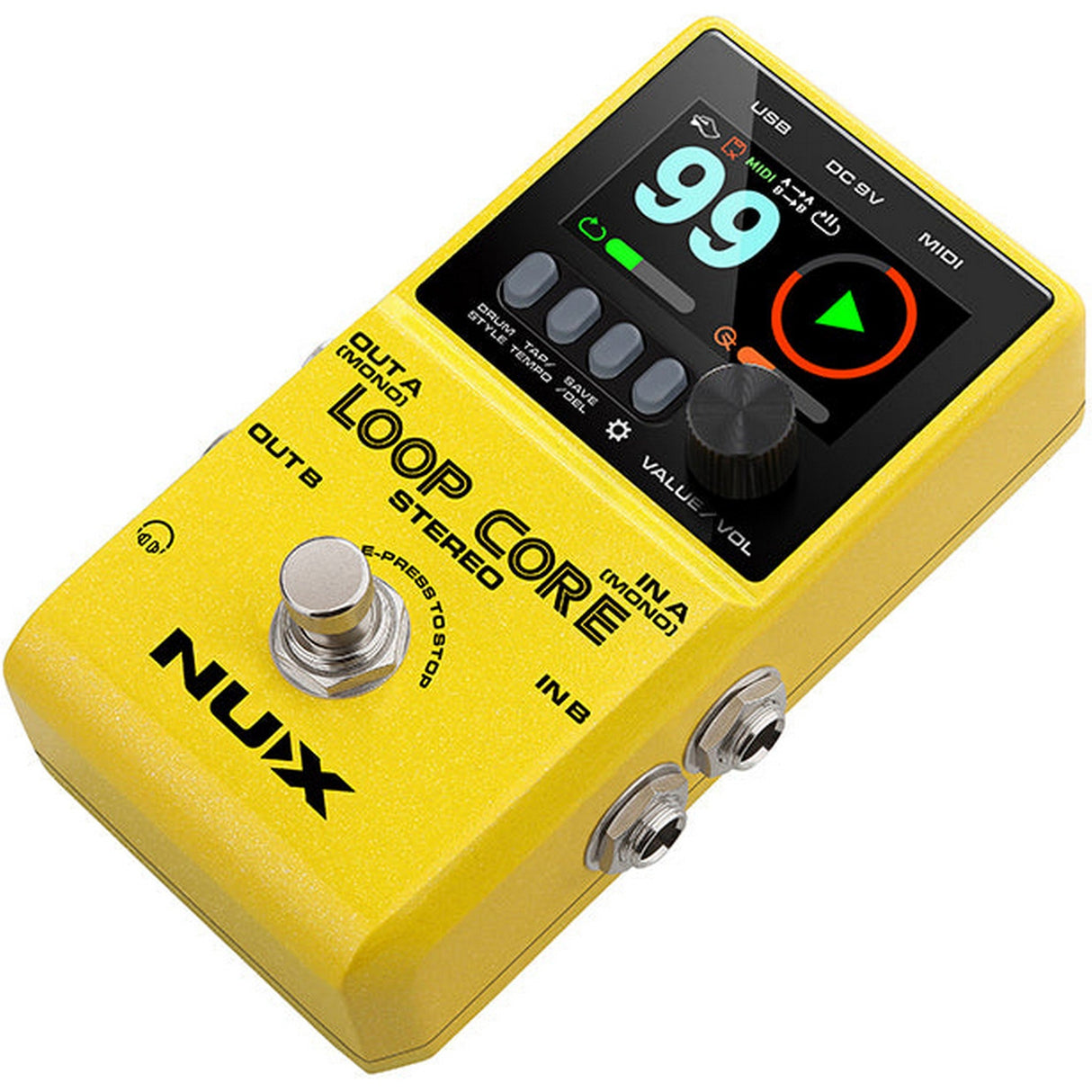 Nux Loop Core Stereo Guitar Looper Pedal and EBS 11-Inch Flat Patch Cable Bundle
