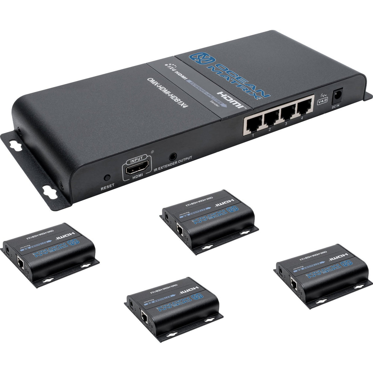 Ocean Matrix 1x4 HDMI Extender and Splitter Set