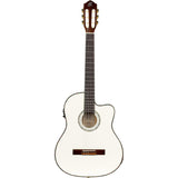 Ortega Guitars RCE145WH Family Series Pro Full Size Acoustic Electric Guitar (White)