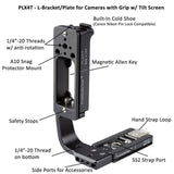 ProMediaGear PLX4TQD Universal Arca-Swiss L-Bracket for Tall DSLR and Mirrorless Cameras with Articulating LCD Screens