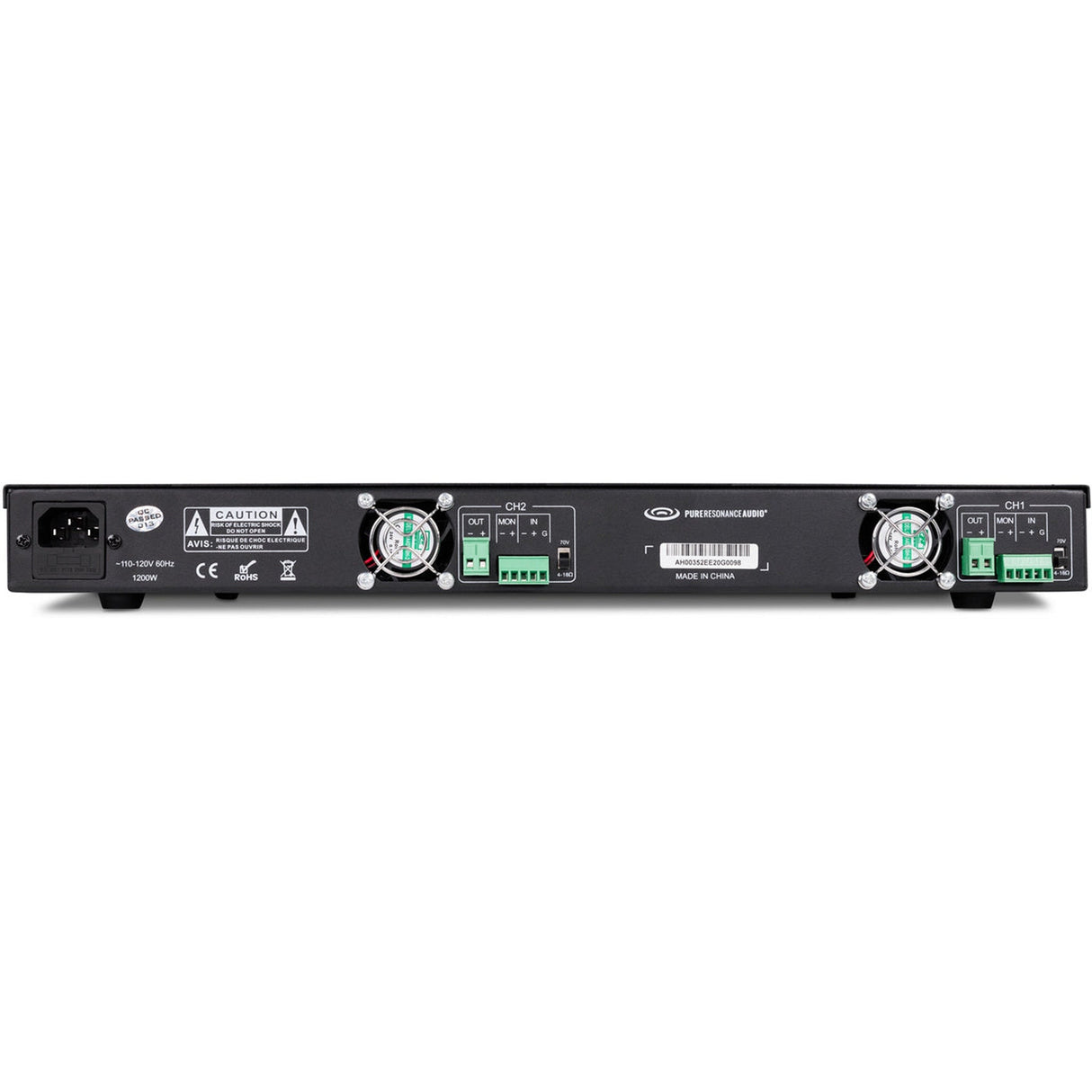 Pure Resonance Audio DA2240 240W 2-Channel Dual Impedance Rack Mount Power Amplifier
