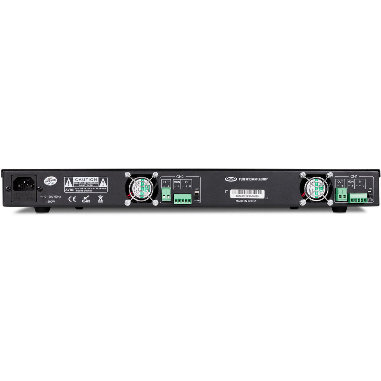 Pure Resonance Audio DA2500 500W 2-Channel Power Amplifier