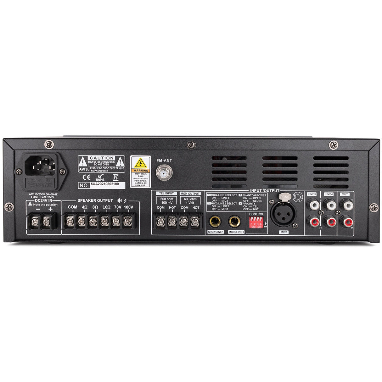 Pure Resonance Audio MA60BT 7-Channel 60W Commercial Mixer Amplifier with Bluetooth