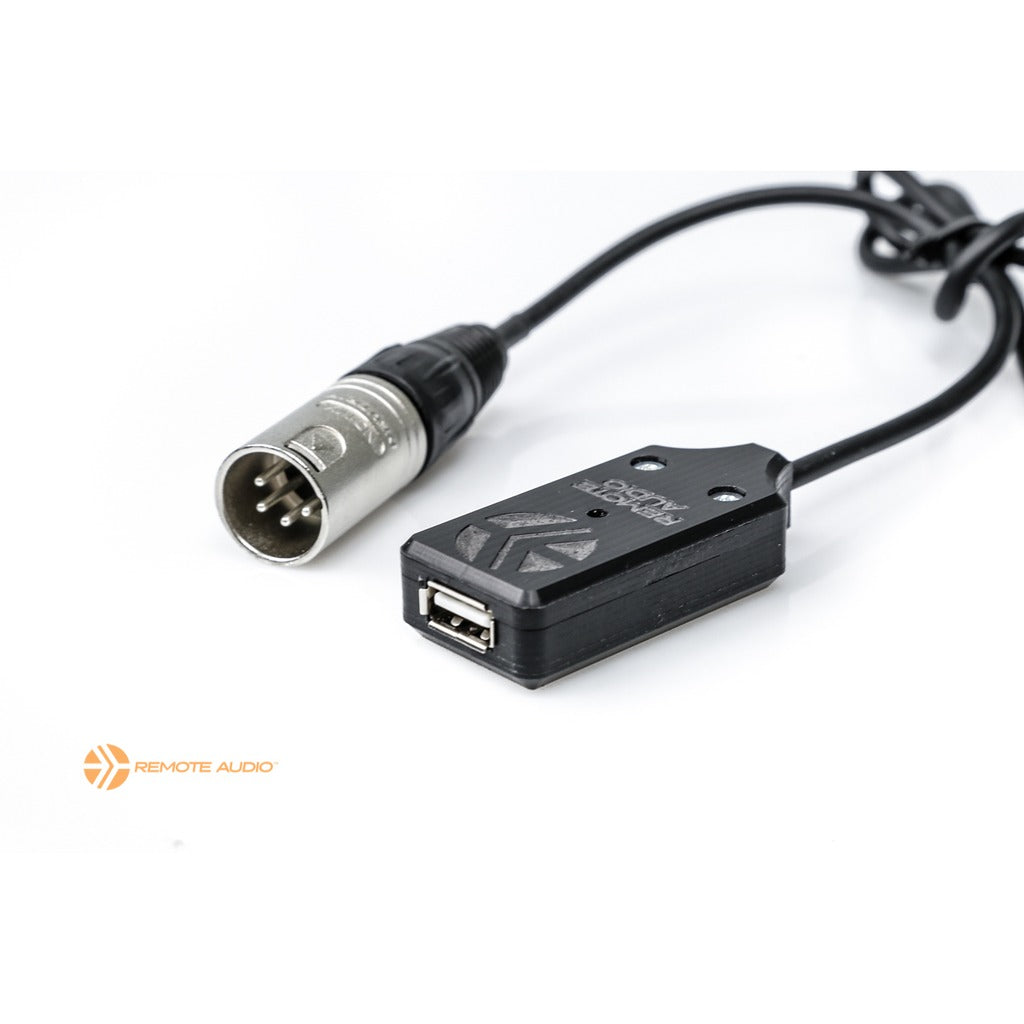 Remote Audio CAX4MUSB XLR4 Male to USB 3A 5V Power Converter Cable 2 ft