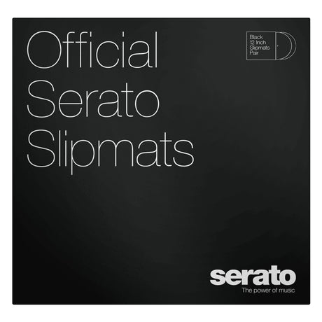 Serato OSA-SM-FL-BLK 12-Inch Logo Slipmats Vinyl, White on Black Pair